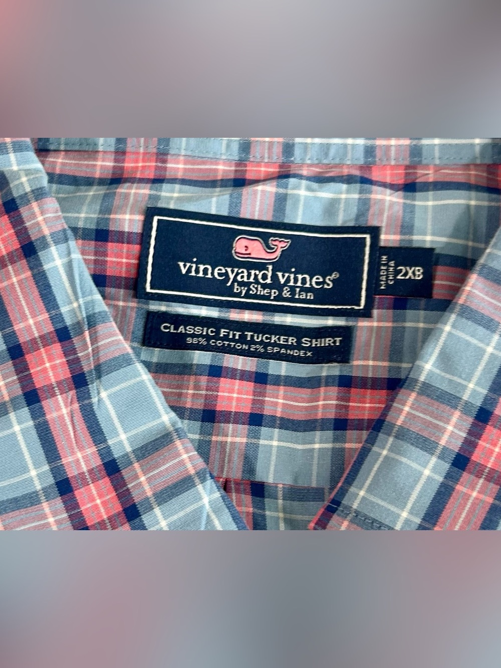 Vineyard Vines Tucker Plaid Button-Down - Blue & Pink 2XB